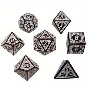 Polyhedral Dice in White & Window Lattice Carved Design